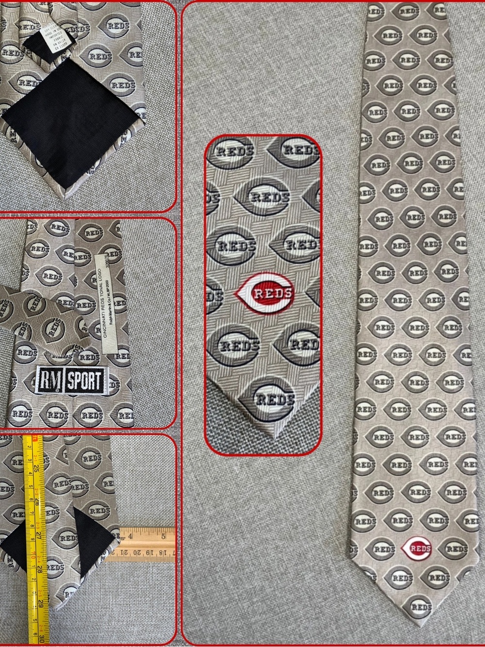 Cincinnati Reds Silk Tie Ralph Marlin MLB Made USA